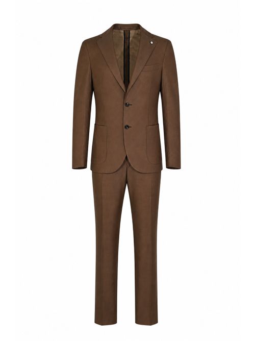 Abito monopetto in cotone Marrone<BR/>